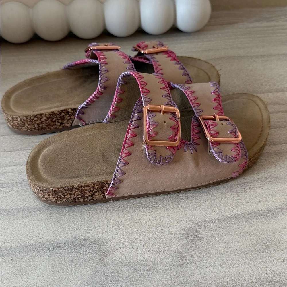 Girls faux suede sandal slides